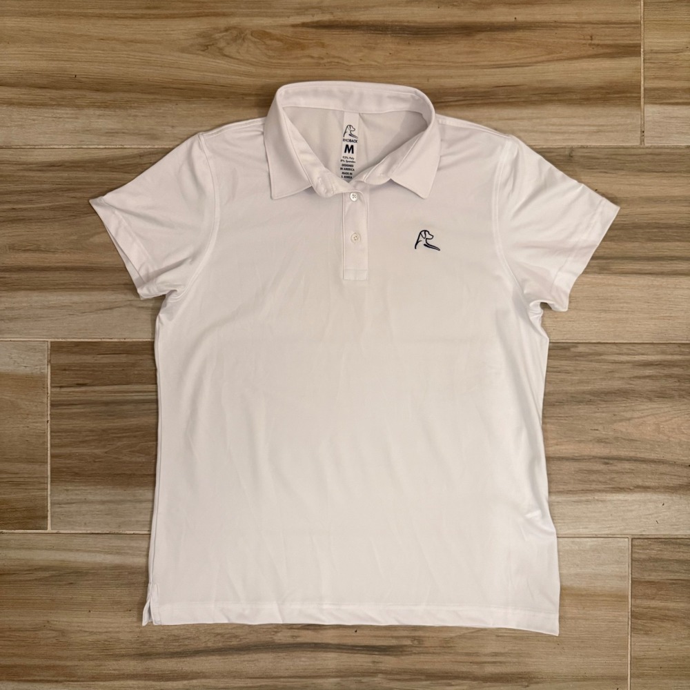 Rhoback White Performance Polo Shirt Womens Medium Short Sleeve Golf Top